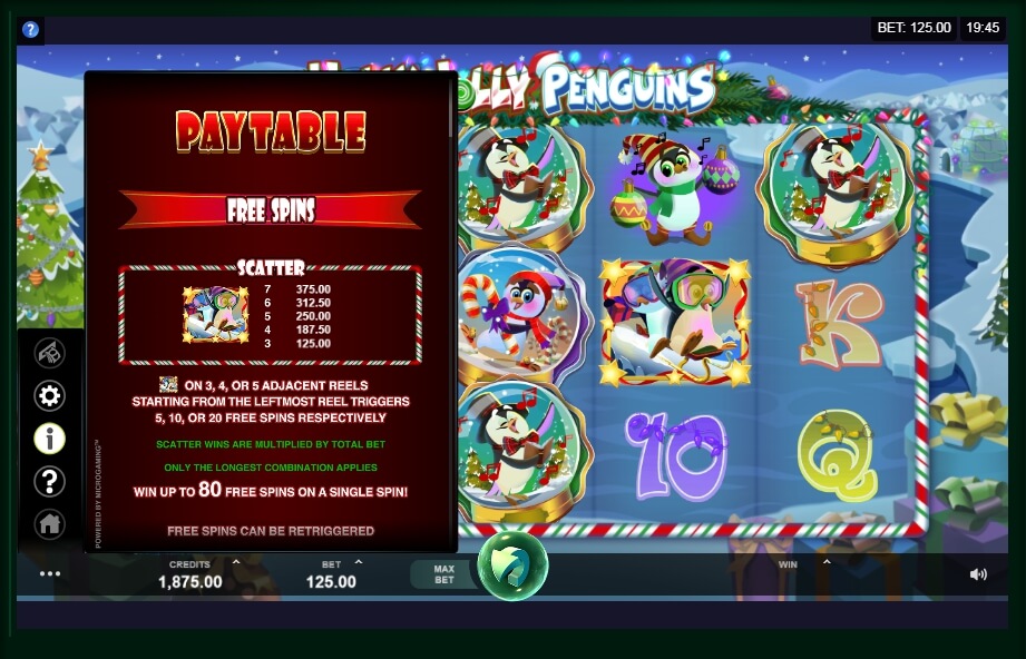 holly jolly penguins slot machine detail image 5