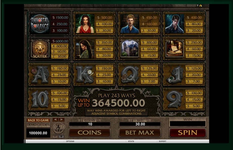 immortal romance slot machine detail image 0