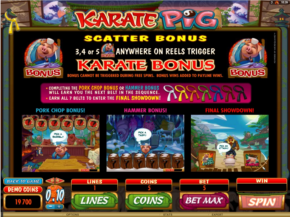 karate pig slot machine detail image 3