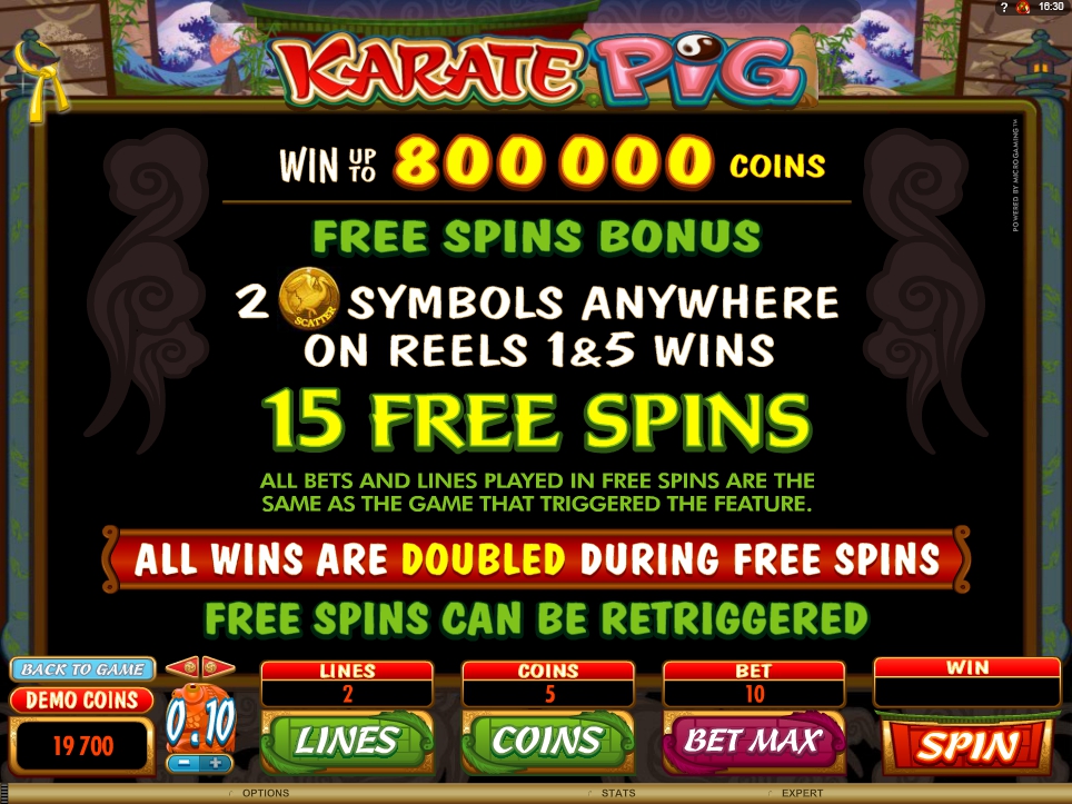 karate pig slot machine detail image 2