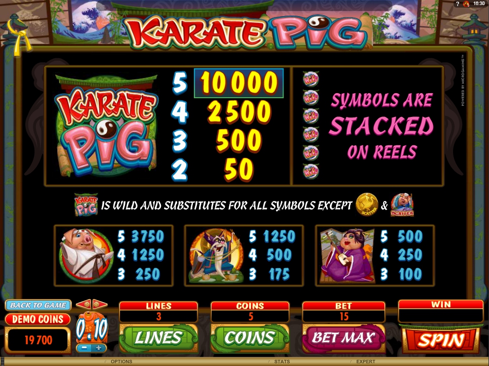 karate pig slot machine detail image 1