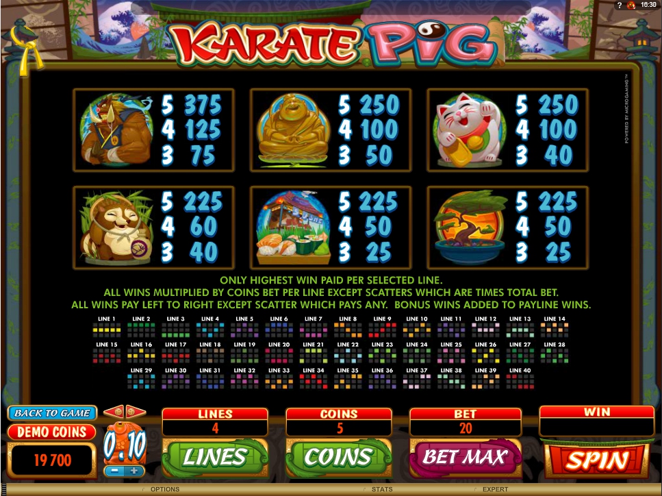 karate pig slot machine detail image 0