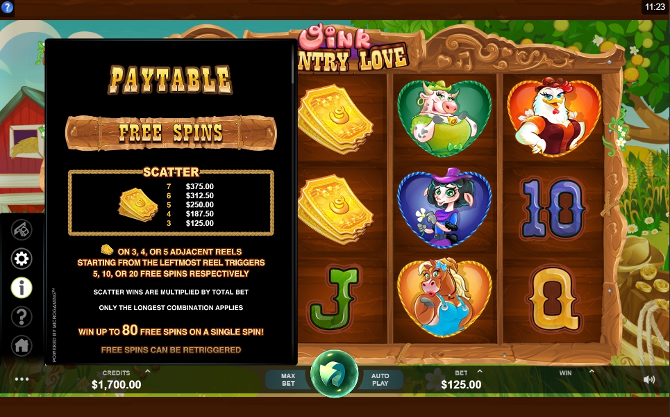 oink country love slot machine detail image 4