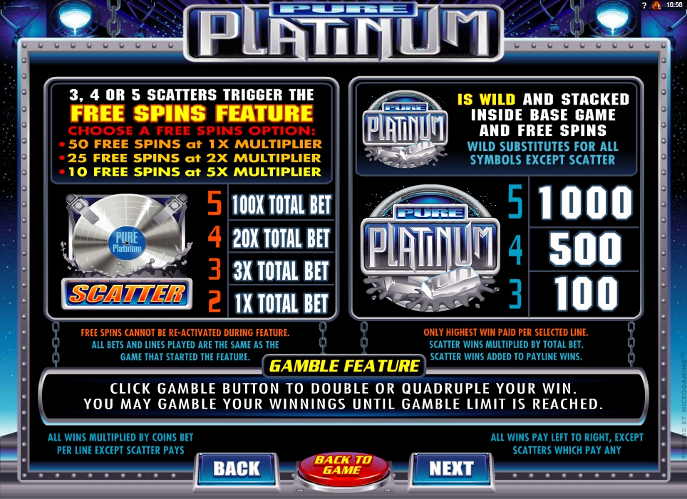 pure platinum slot machine detail image 2