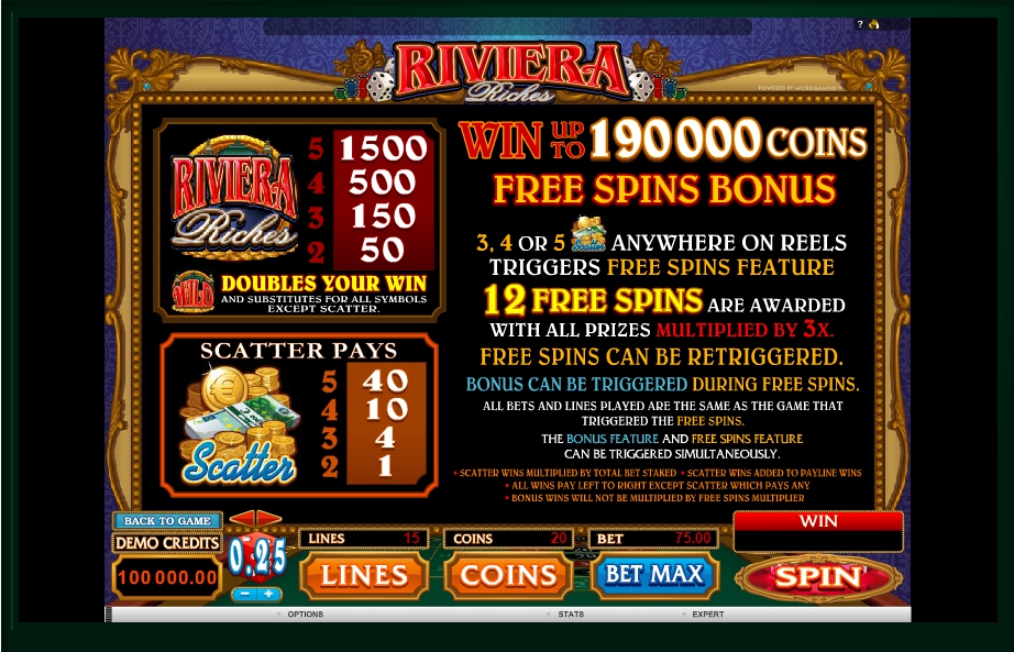 riviera riches slot machine detail image 3