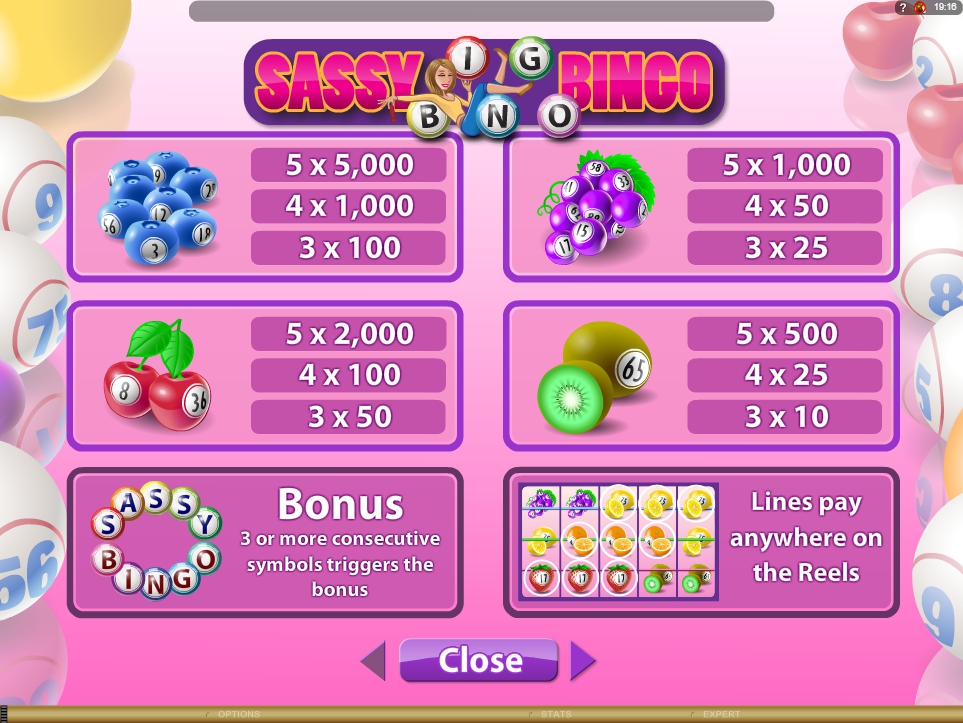 sassy bingo slot machine detail image 1