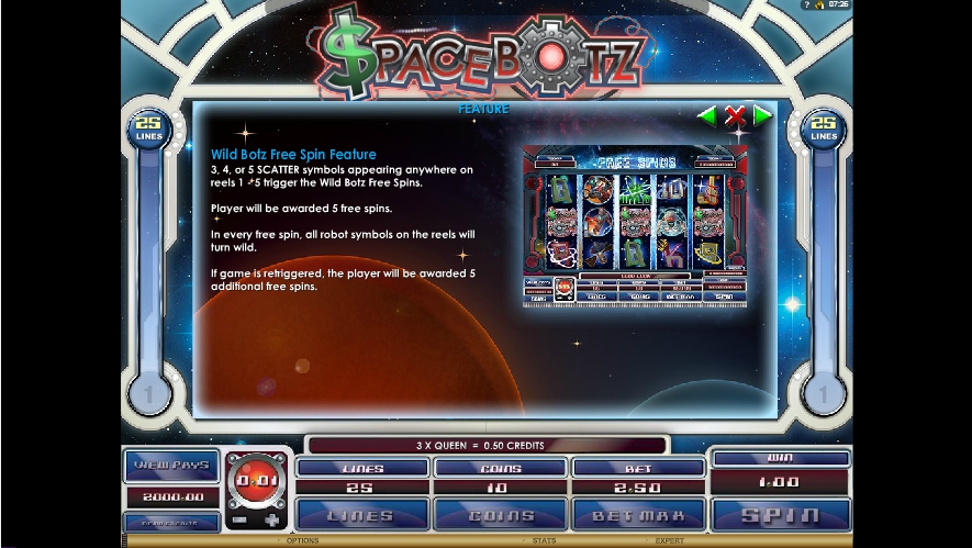 space botz slot machine detail image 2