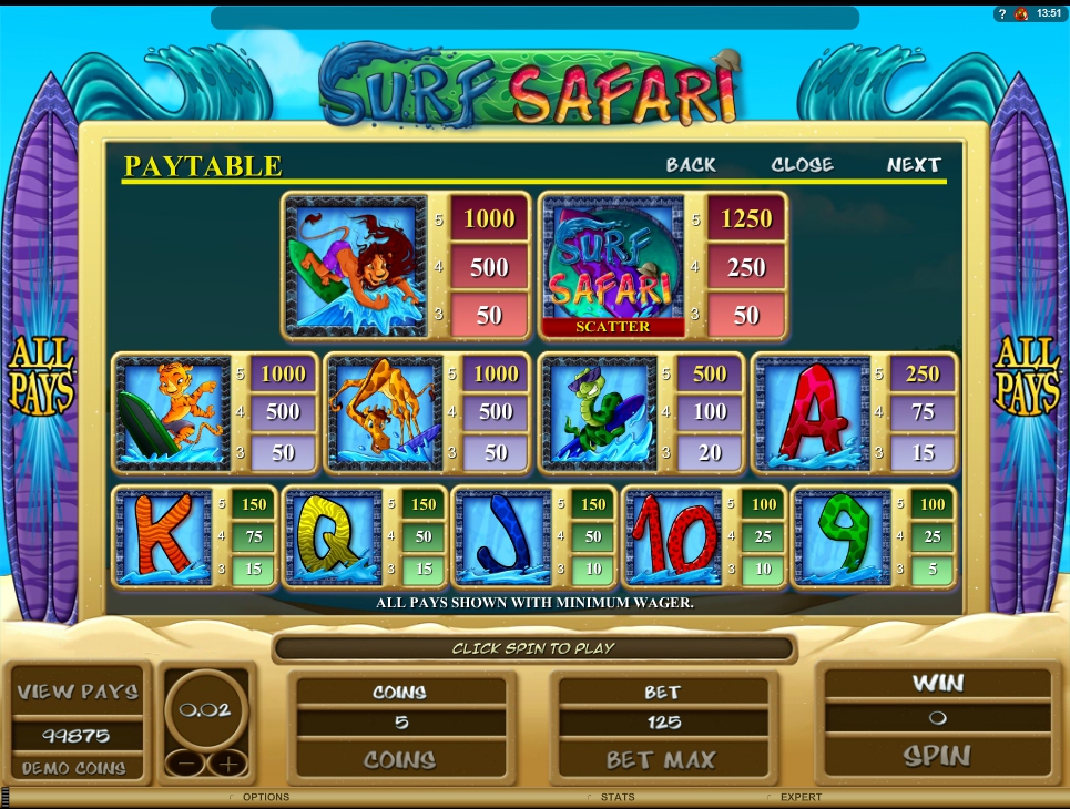 surf safari slot machine detail image 3