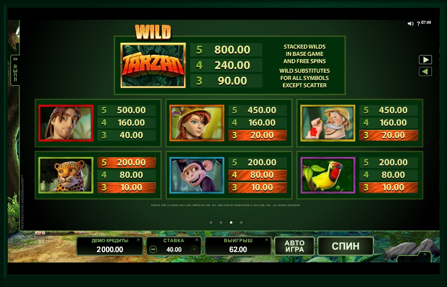 tarzan slot machine detail image 1