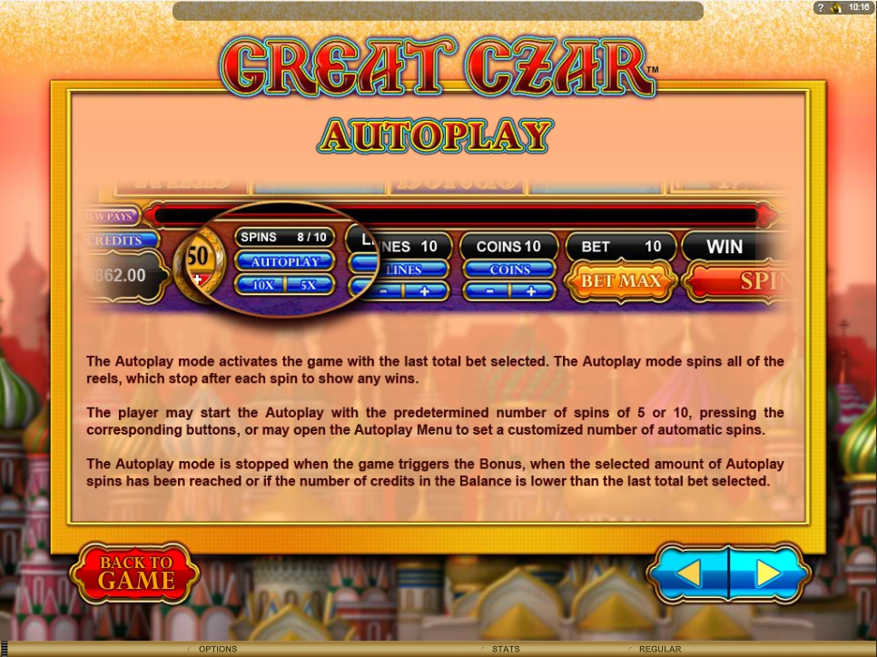 the great czar slot machine detail image 2