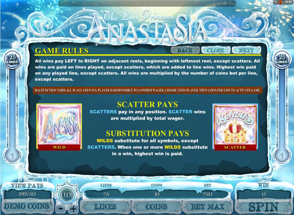 the lost princess anastasia slot machine detail image 3