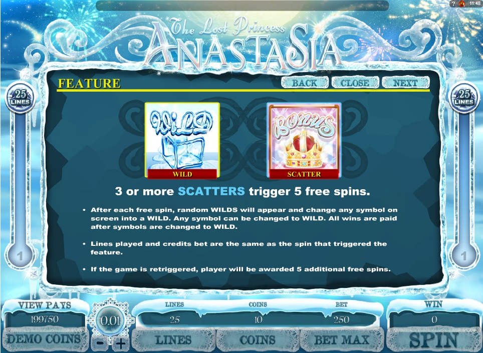 the lost princess anastasia slot machine detail image 1
