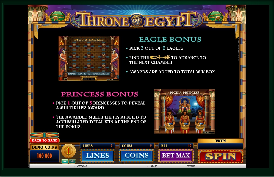 throne of egypt slot machine detail image 2