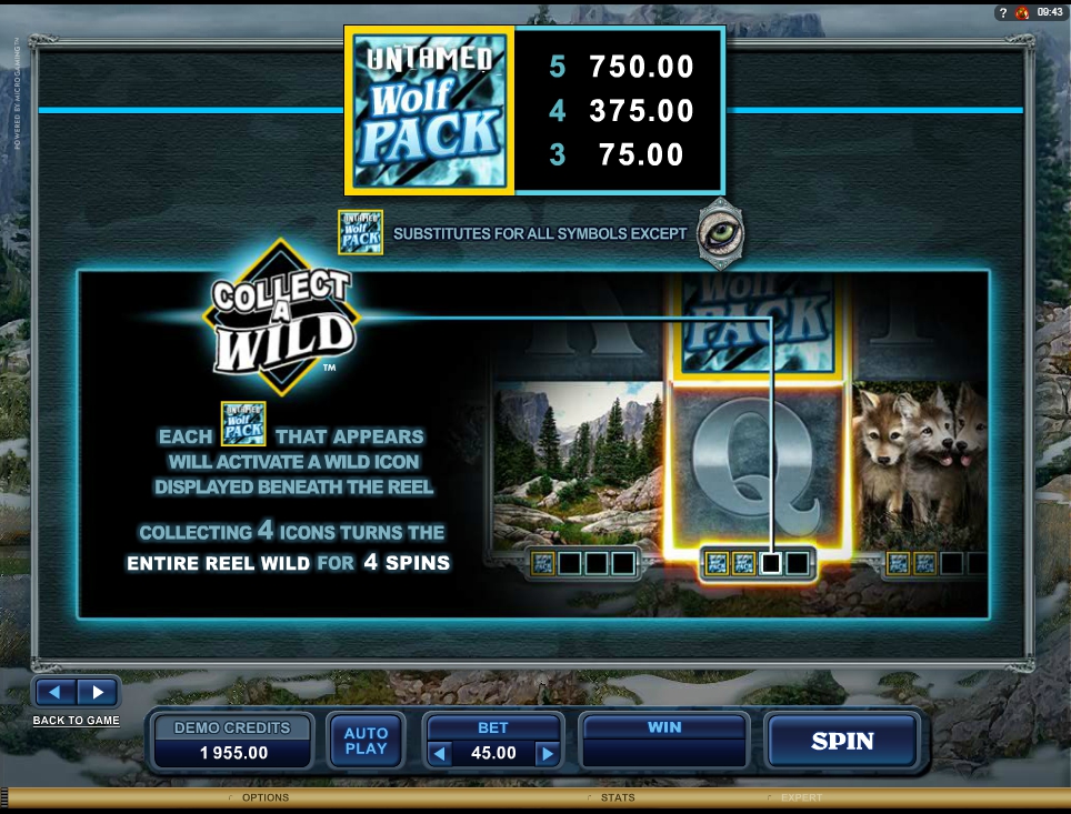 untamed wolf pack slot machine detail image 5