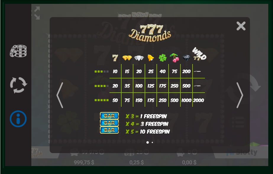 777 diamonds slot machine detail image 1