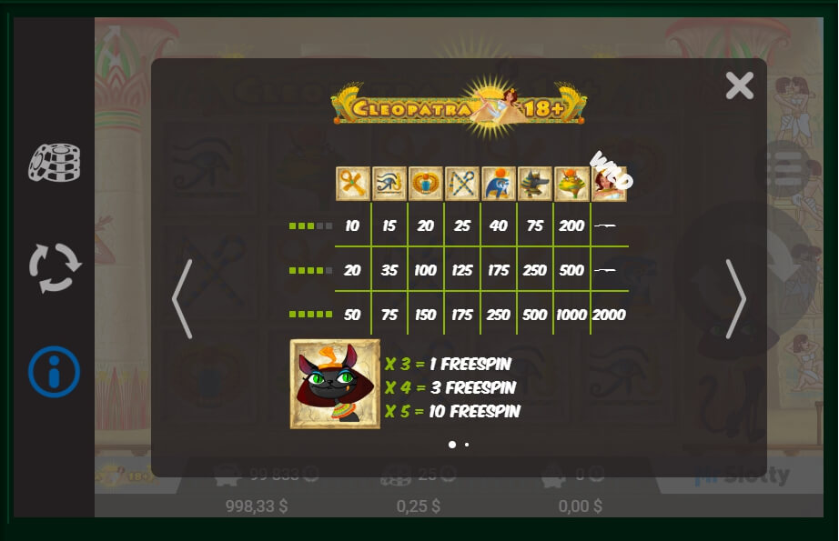 cleopatra 18+ slot machine detail image 1