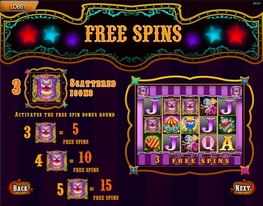big top circus slot machine detail image 1