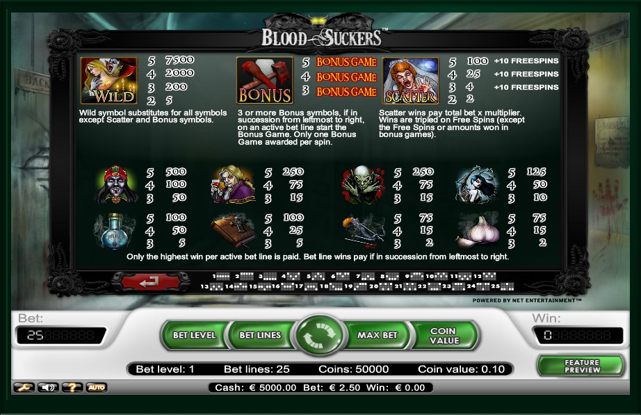 blood suckers slot machine detail image 0