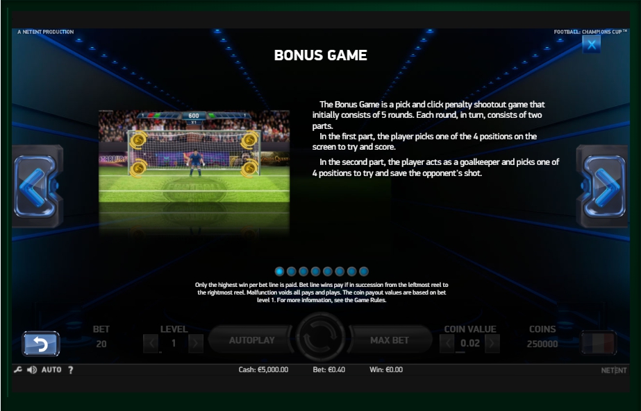 football: champions cup slot machine detail image 7