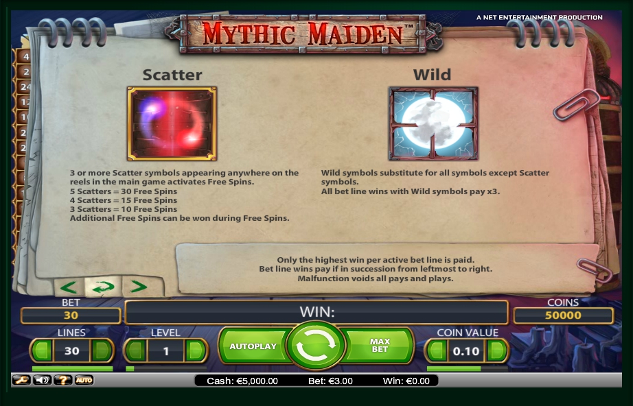 mythic maiden slot machine detail image 3