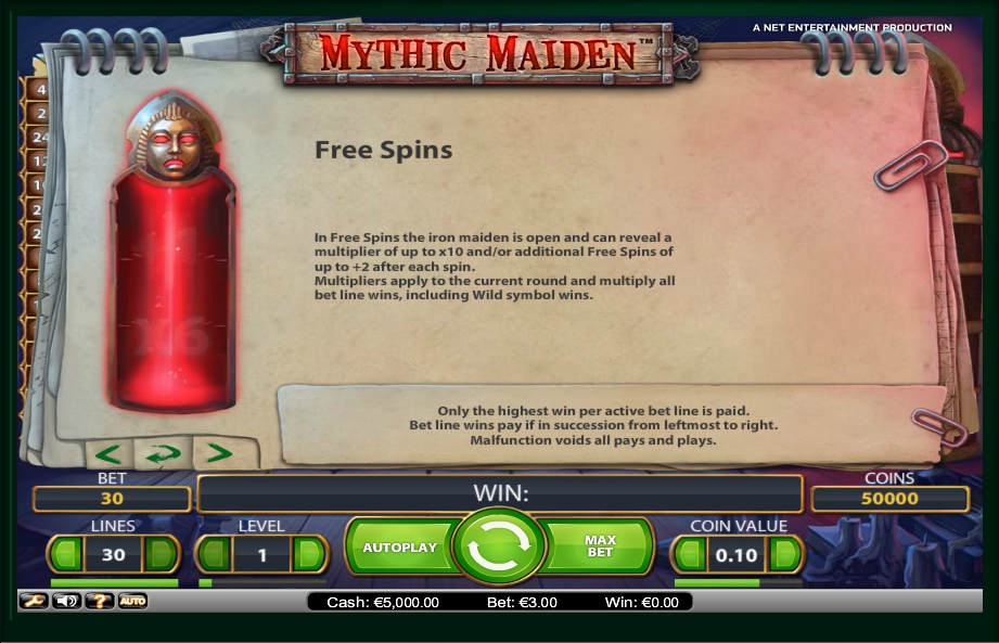 mythic maiden slot machine detail image 2