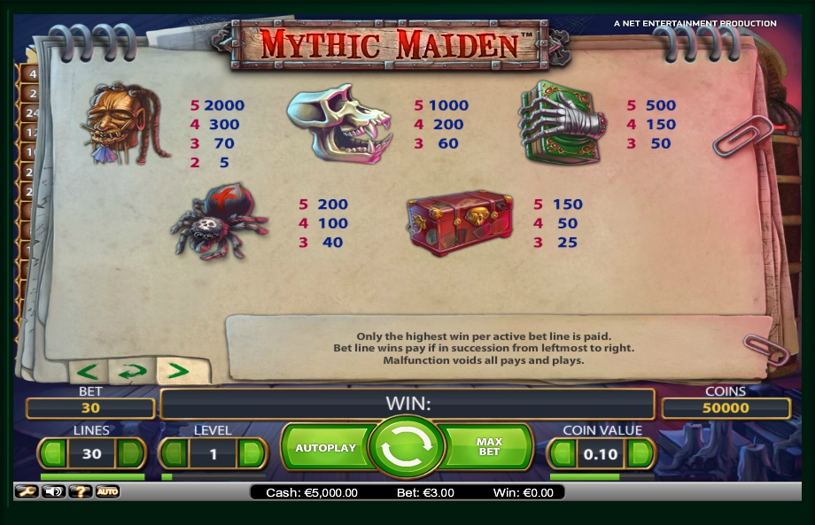 mythic maiden slot machine detail image 1