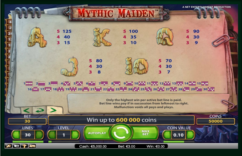 mythic maiden slot machine detail image 0
