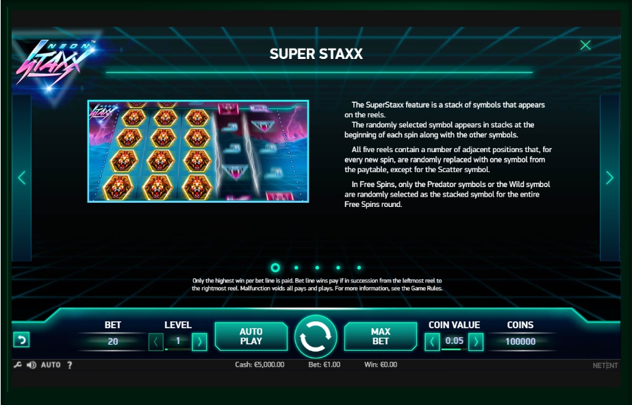 neon staxx slot machine detail image 4