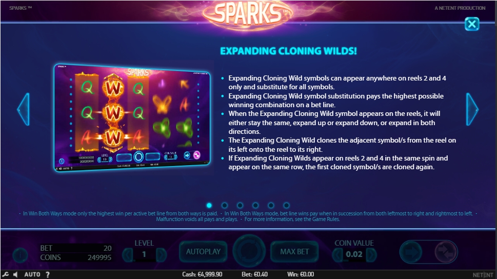 sparks slot machine detail image 5