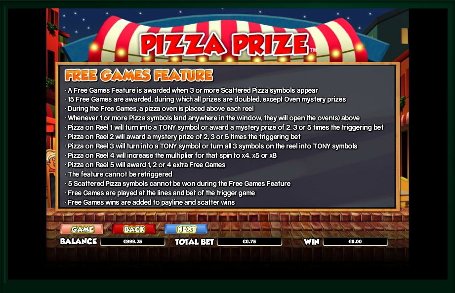 pizza prize slot machine detail image 3