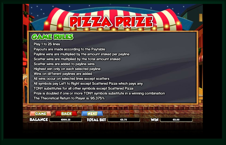 pizza prize slot machine detail image 2