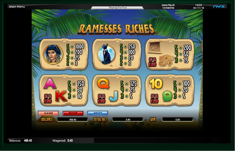 ramesses riches slot machine detail image 4
