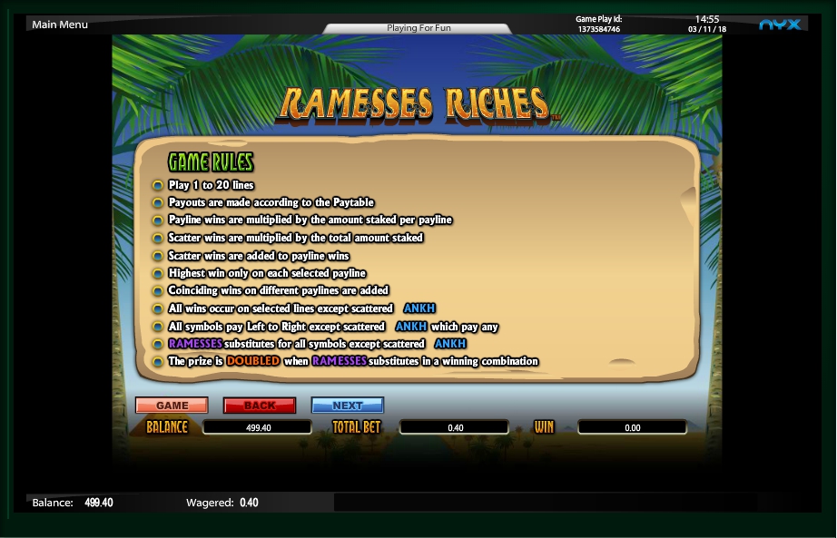 ramesses riches slot machine detail image 2