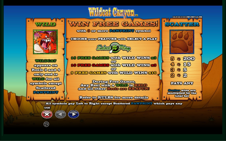 wildcat canyon slot machine detail image 3