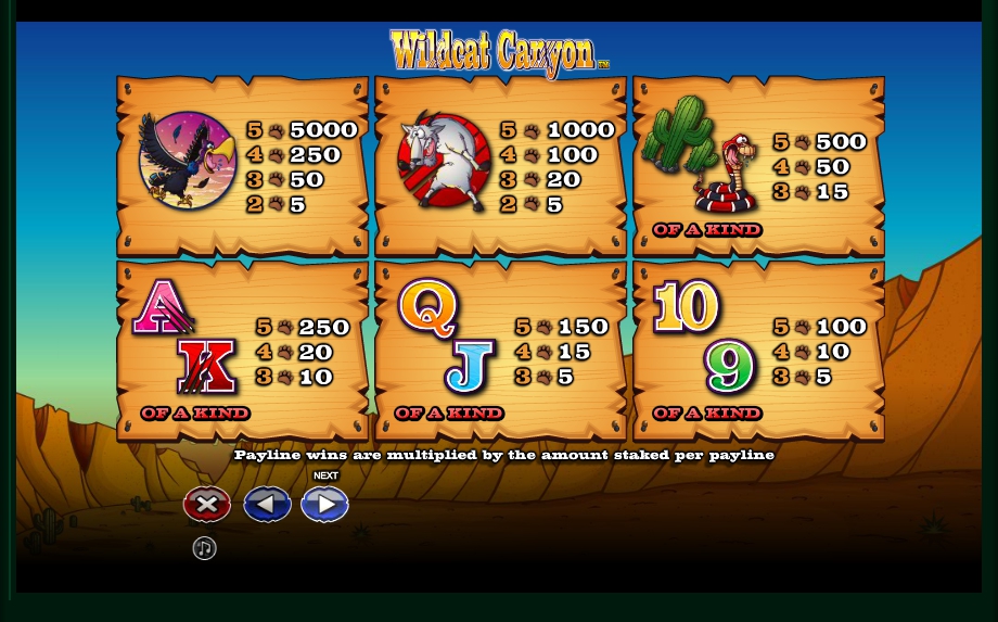 wildcat canyon slot machine detail image 2