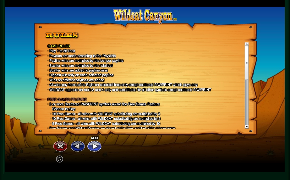 wildcat canyon slot machine detail image 1