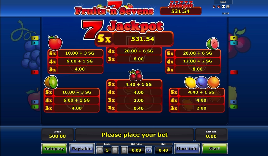 fruits n sevens slot machine detail image 0