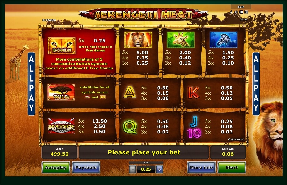 serengeti heat slot machine detail image 2