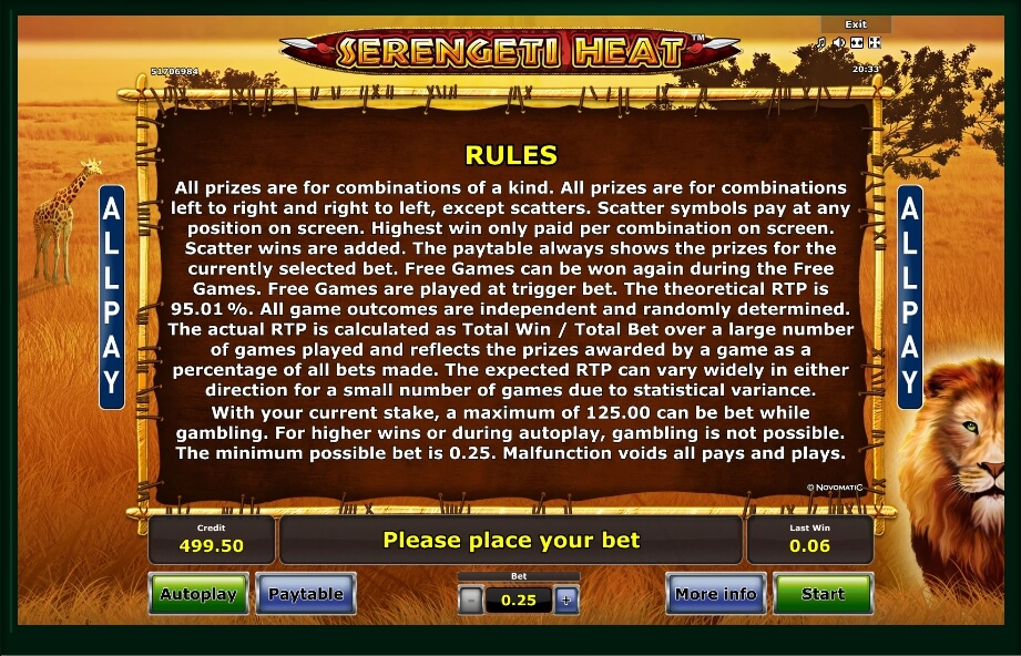 serengeti heat slot machine detail image 0