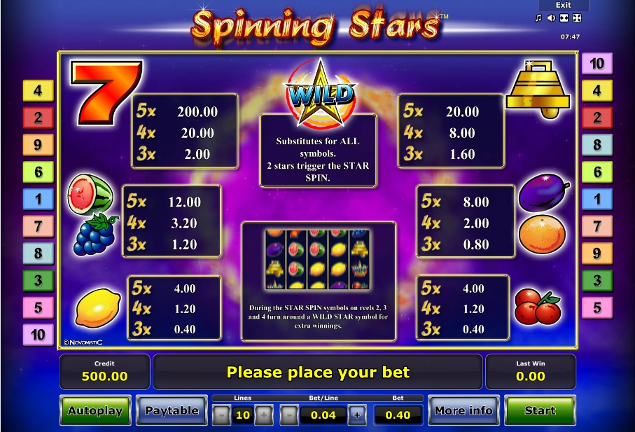 spinning stars slot machine detail image 0