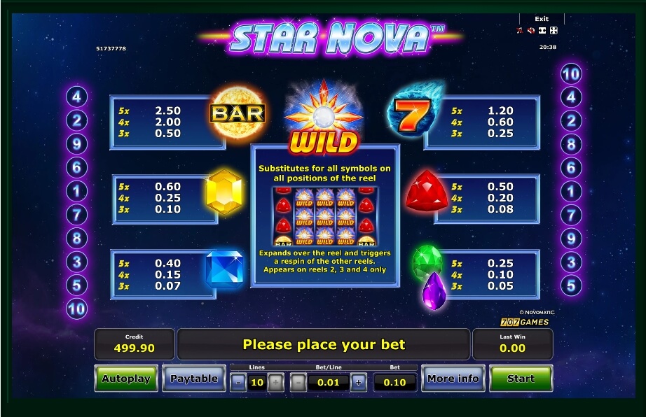 star nova slot machine detail image 2
