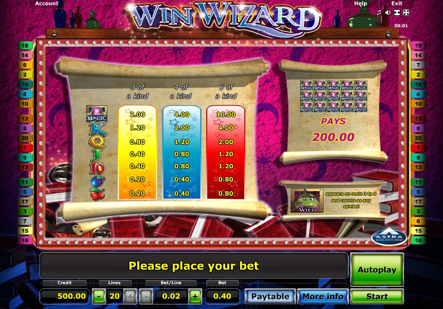 win wizards slot machine detail image 0