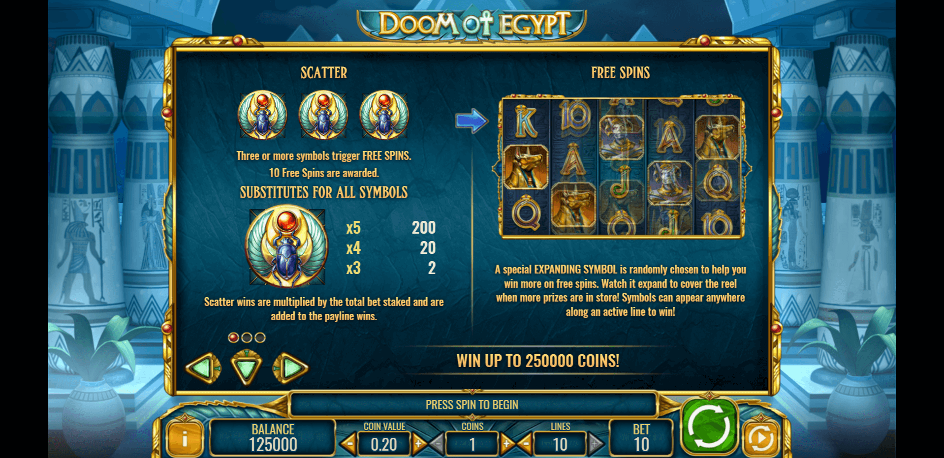 doom of egypt slot machine detail image 0