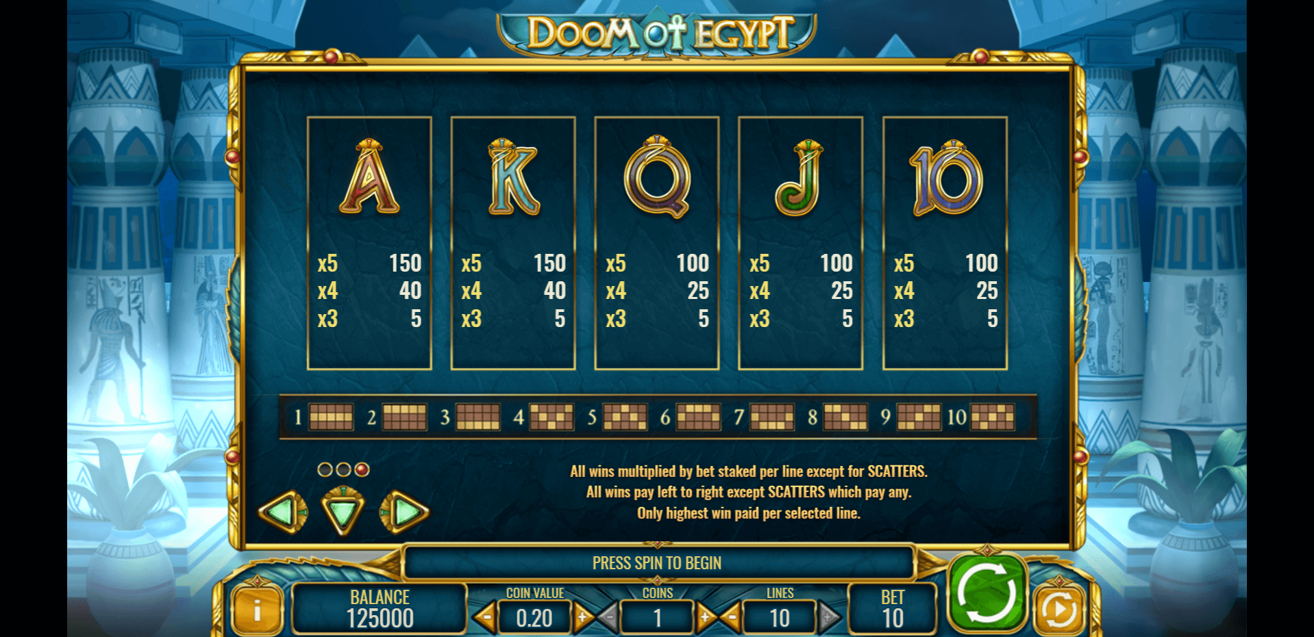 doom of egypt slot machine detail image 2