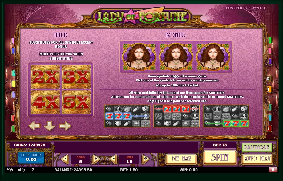 lady of fortune slot machine detail image 1