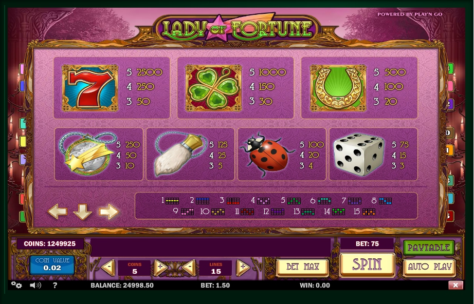 lady of fortune slot machine detail image 0