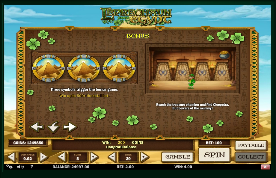 leprechaun goes egypt slot machine detail image 2