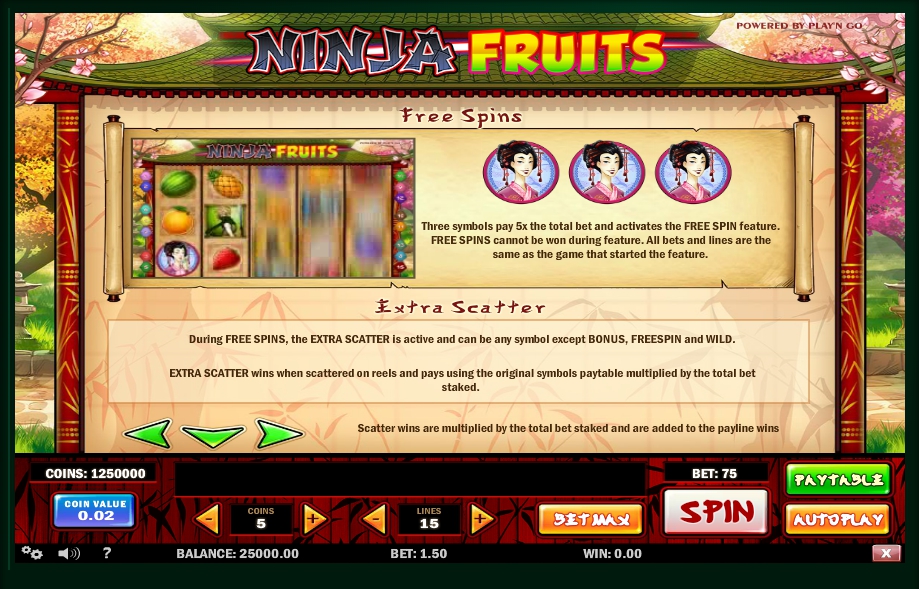 ninja fruits slot machine detail image 2
