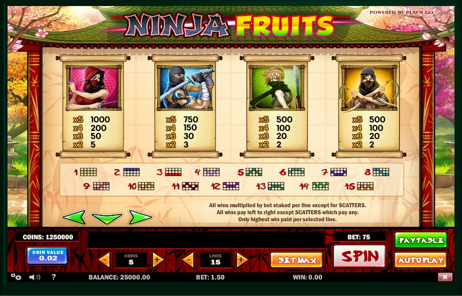 ninja fruits slot machine detail image 1