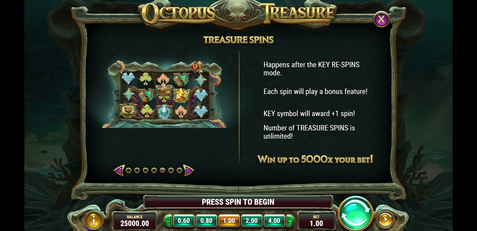 octopus treasure slot machine detail image 4